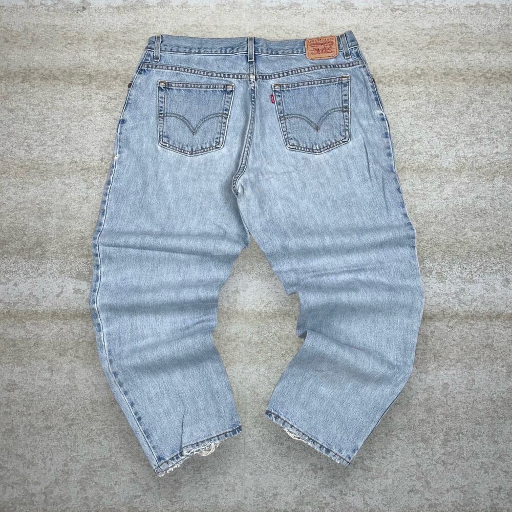 Vintage Y2K Levis 550 Jeans 36x28 Relaxed Fit Light Wash Denim Red Tab
